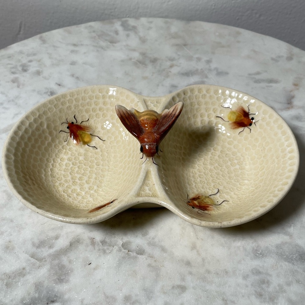 Vintage Porcelain Bee Hive Trinket Dish - Made in Occupied Japan